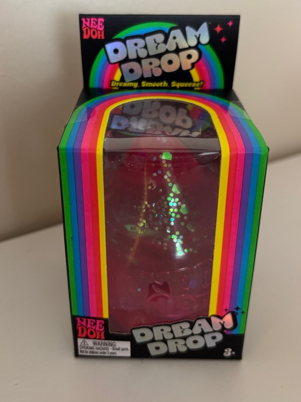 Needoh Dream Drop Glitter Stress Toy - Pink